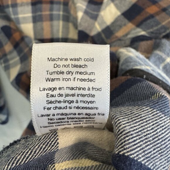 HIPPY TREE - Surf&Stone Flannel Long Sleeve Shirt, Blue Check, Mens Large Button - Picture 6 of 9